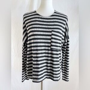 Lucky Brand Black & Grey Knit Long Sleeve Top – Size Small, Drop Shoulder
